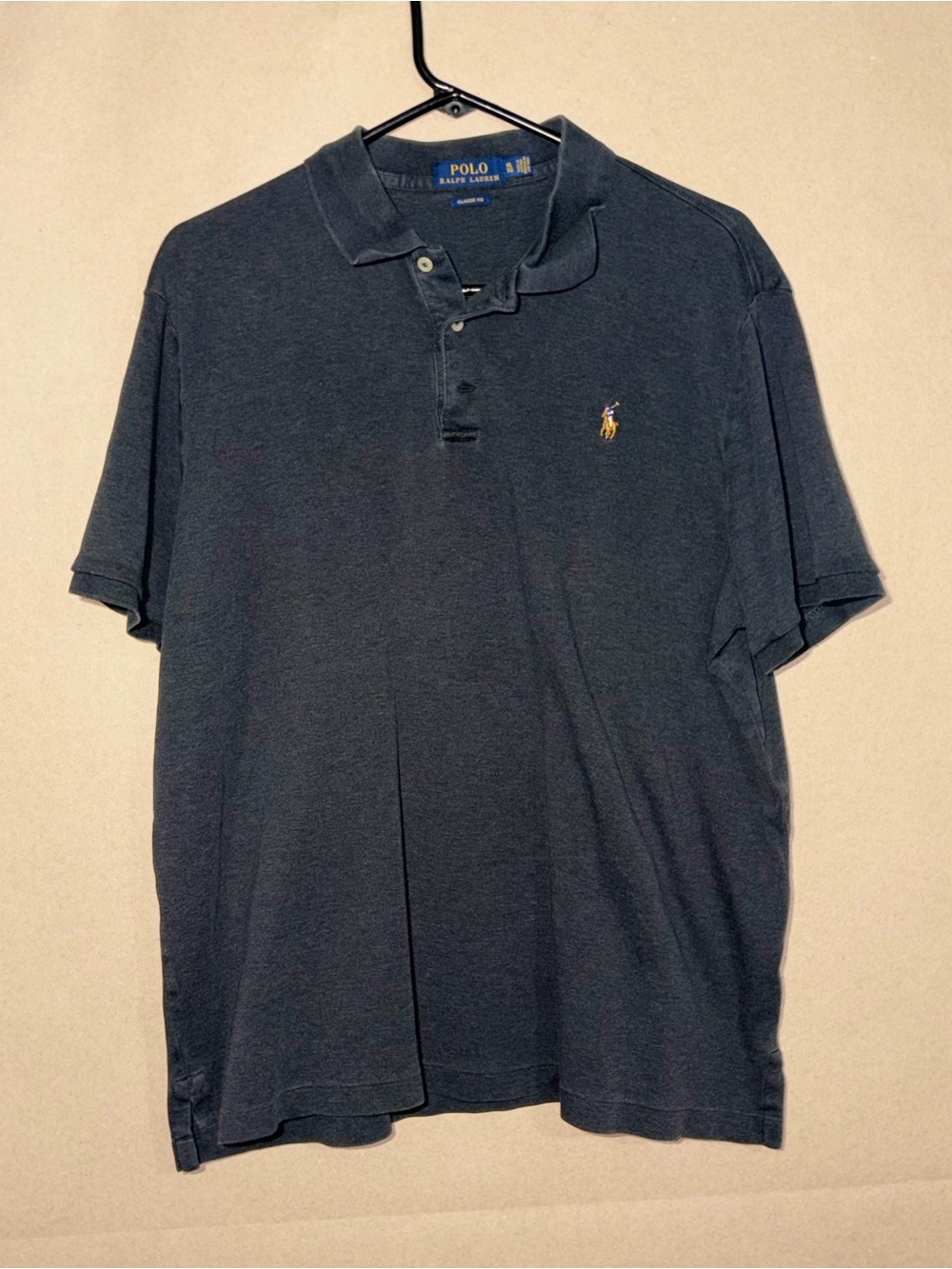 Ralph Lauren Men's Polo in Black with Yellow Pony